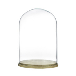 Kopuła szklana z podstawką drewnianą, W-315L2 H:25 cm D:18
