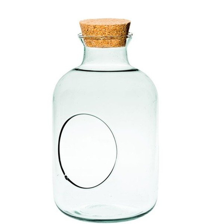 Szklane terrarium W-467+boczny otwór+korek H:24,5cm D:14cm