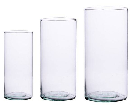 Zestaw szklanych Cylindrów 18x6,5, 20x8,5, 23x10cm