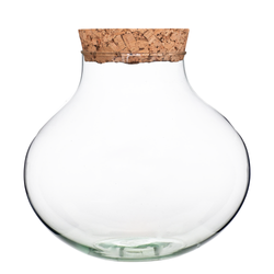 Szklany wazon W-591 + korek gruboziarnisty H:26cm D:26cm