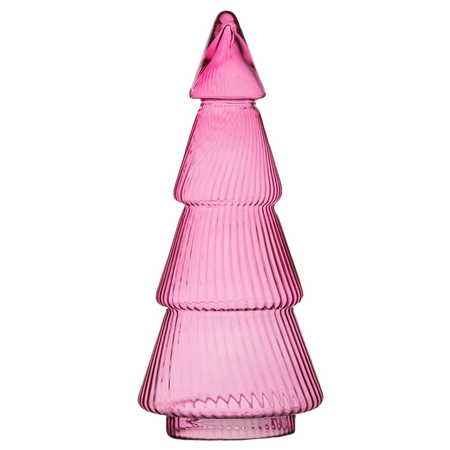 Szklana choinka dekoracyjna różowa W-781A H:35cm D:16cm