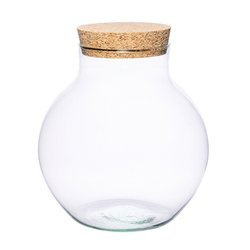 Szklany wazon W-503B+korek H:23,5cm D:23cm