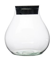 Szklany wazon W-594 + korek guma H:19cm D:17cm