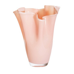 Szklany wazon chusteczka pudrowy róż H:24cm D:20cm