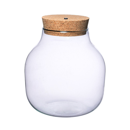 Szklany wazon W-456A + korek LED H:19cm D:19cm