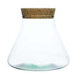 Szklany wazon z korkiem W-414A+cork H:17cm D:19cm