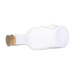 Szklany wazon butelka H:33cm D:14cm W-394A1+boczny otwór+korek płaski bok