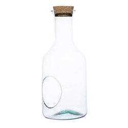 Szklany wazon butelka W-504+boczny otwór+korek H:35cm D:15cm