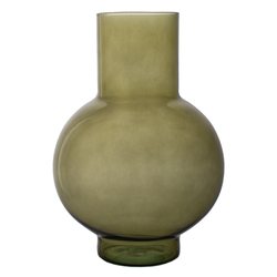 Szklany wazon W-744/B oliwkowy H:30cm D:21cm 