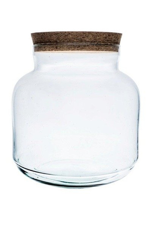 Szklany wazon W-451+korek H:22,5cm D:21,5cm