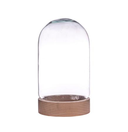 Kopuła szklana z podstawką drewnianą, klosz  W-580B+deska H:27cm D:17cm