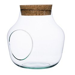 Szklany wazon słój W-456A+boczny otwór+korek H:19cm D:19cm