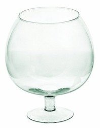 Szklany wazon na nodze koniakówka KK-2A H:22,5cm D:19cm