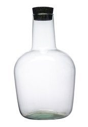 Szklany wazon butelka W-597+korek guma H:32cm D:18cm