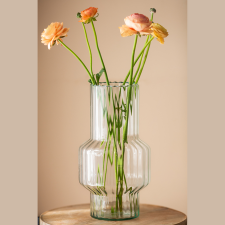 Szklany wazon W-734A optyk  H:30cm D:16,5cm OUTLET