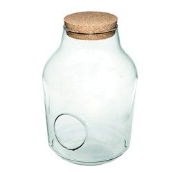 Szklany wazon słój W-474+boczny otwór+korek H:32,5cm D:23cm