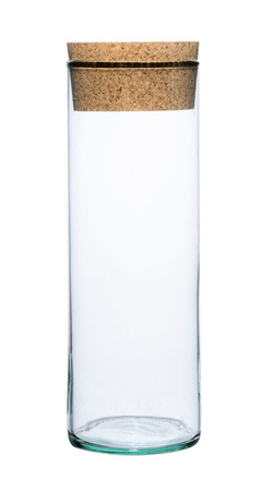 Szklany wazon cylinder H:30cm D:7cm+korek