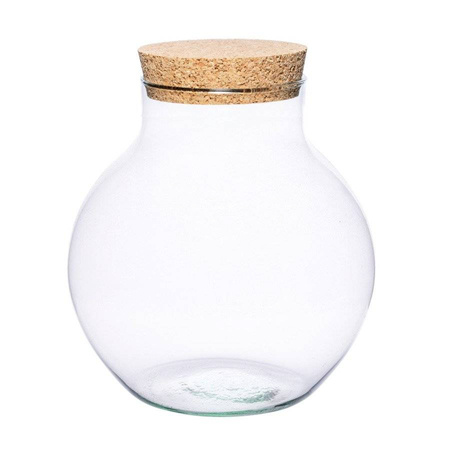 Szklany wazon kula W-503I + korek H:19,5cm D:19cm