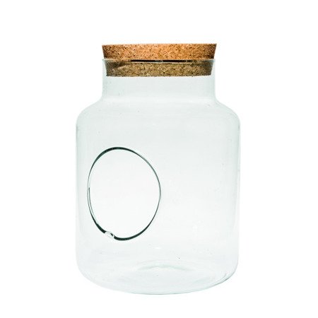 Szklany wazon słój H:27cm D:19cm W-395C1+otwór boczny+korek