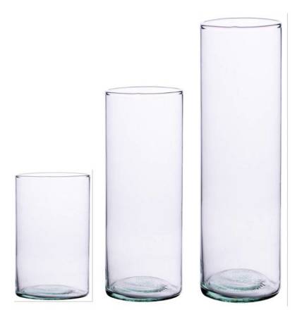 Zestaw szklanych Cylindrów 35x10, 25x9, 15x9cm